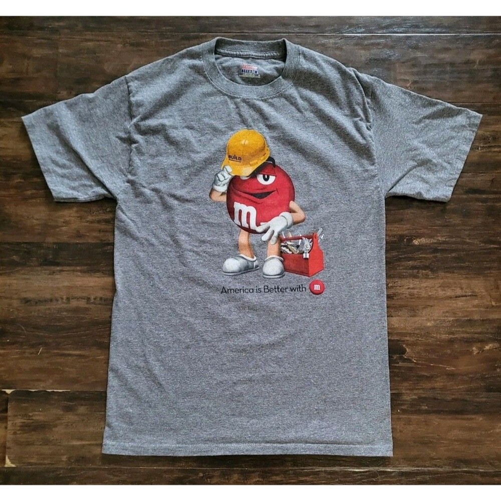 Vintage M&M's Short Sleeve T-Shirt America Is Better With M&M Gray Size Medium